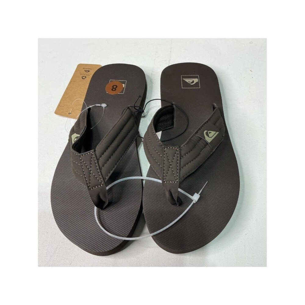Quiksilver Mens Brown Flip Flops Size 8 With PU Upper & Rubber Sol